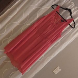 Pink, knee length lined, sleeveless dress